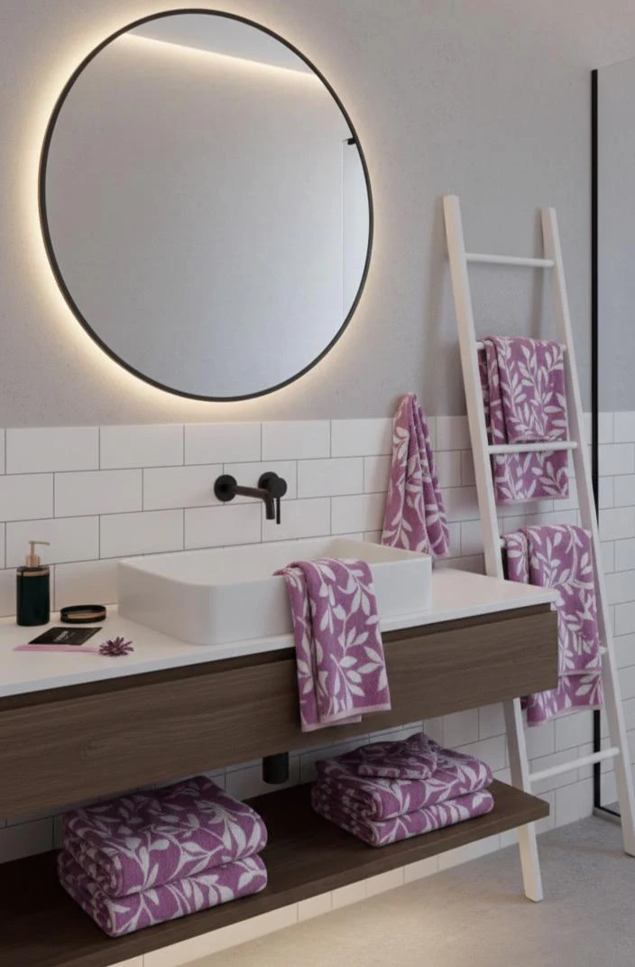 1 PC Bath Towel-Pastel Flower(Lilac) - Image 4