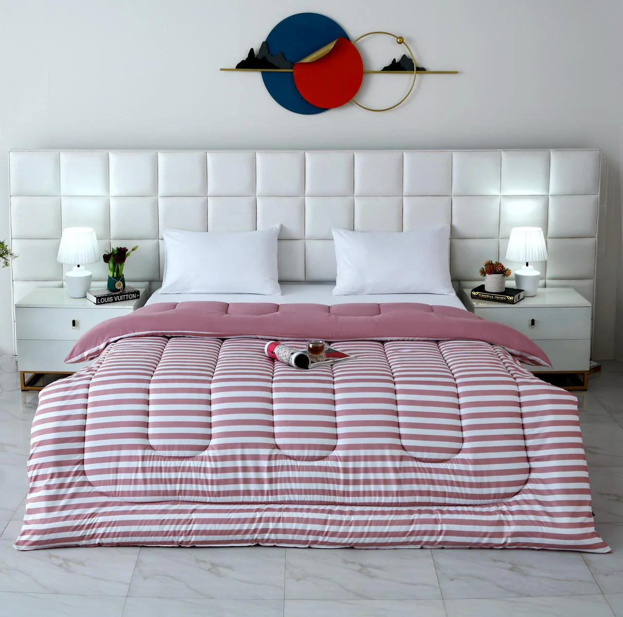 1 PC Double Winter Razai-Pink Bold Stripes