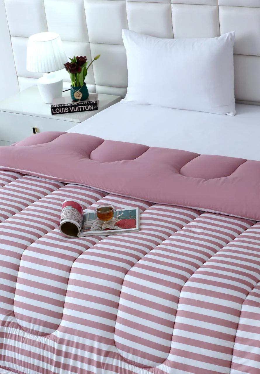 1 PC Double Winter Razai-Pink Bold Stripes - Image 4