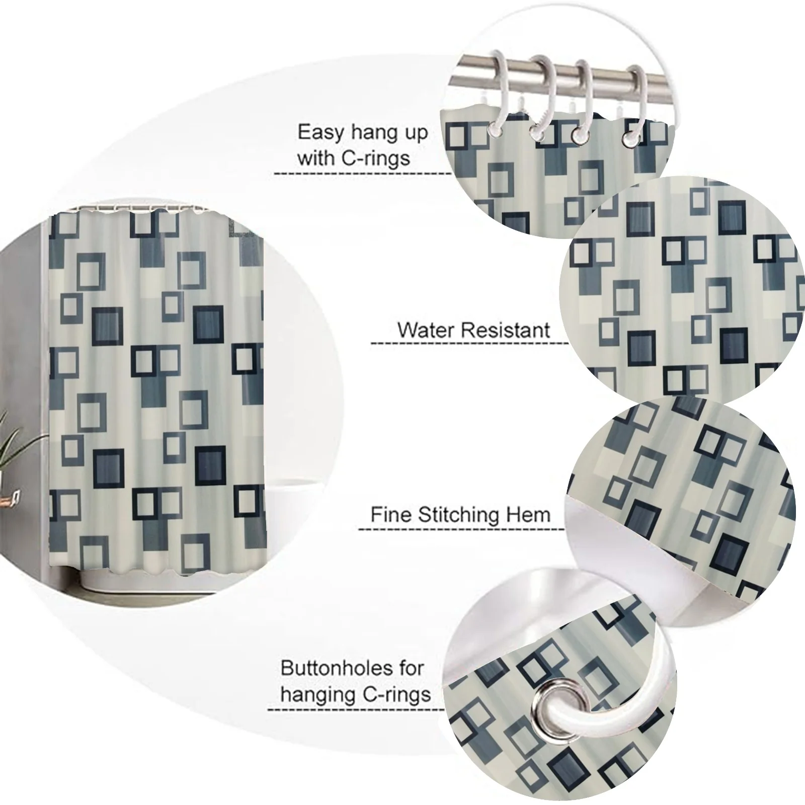 1 PC Waterproof Shower Curtain-Irregular Circle - Image 3