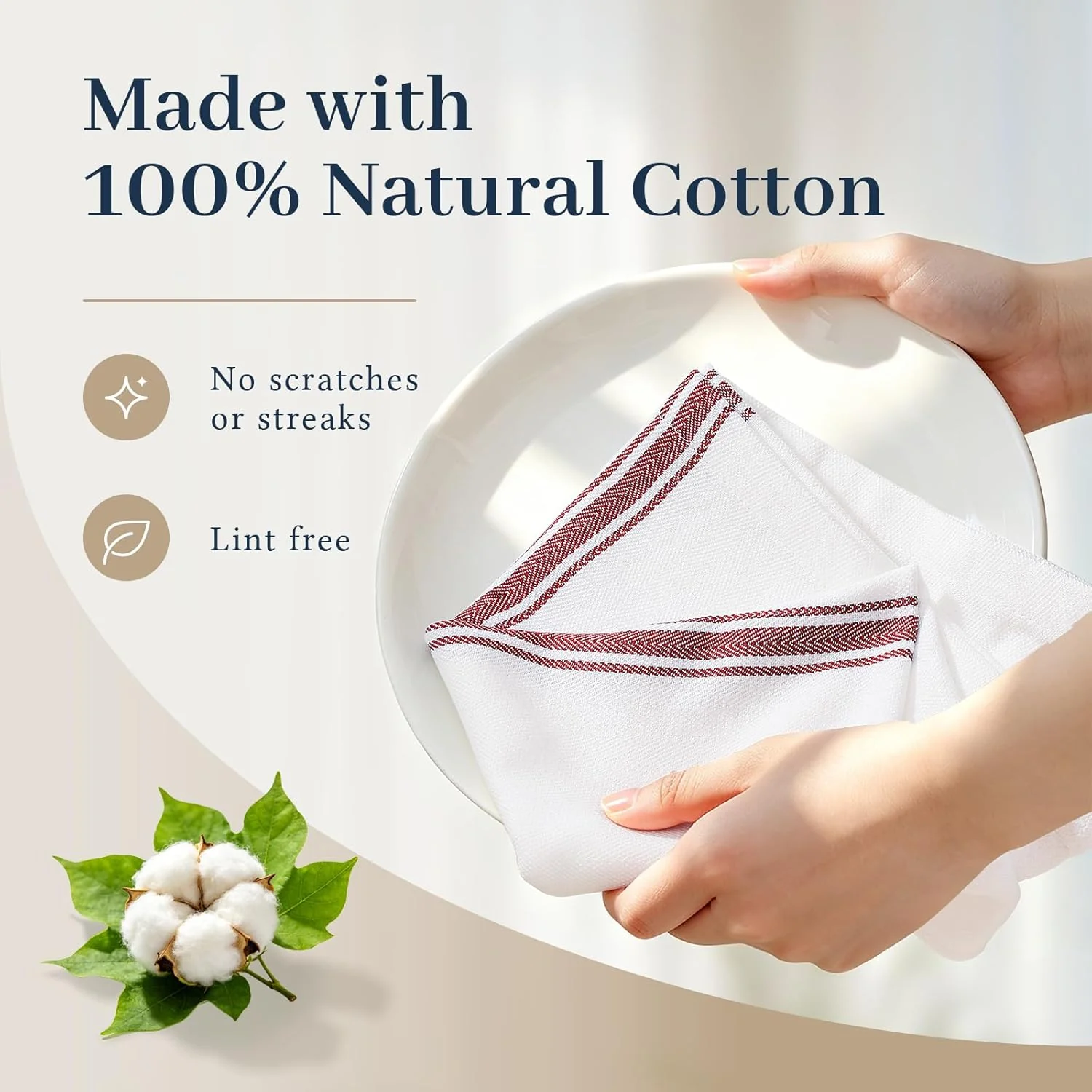 100% Cotton Kitchen Towels & Napkins 6 Pack- RED - Image 7