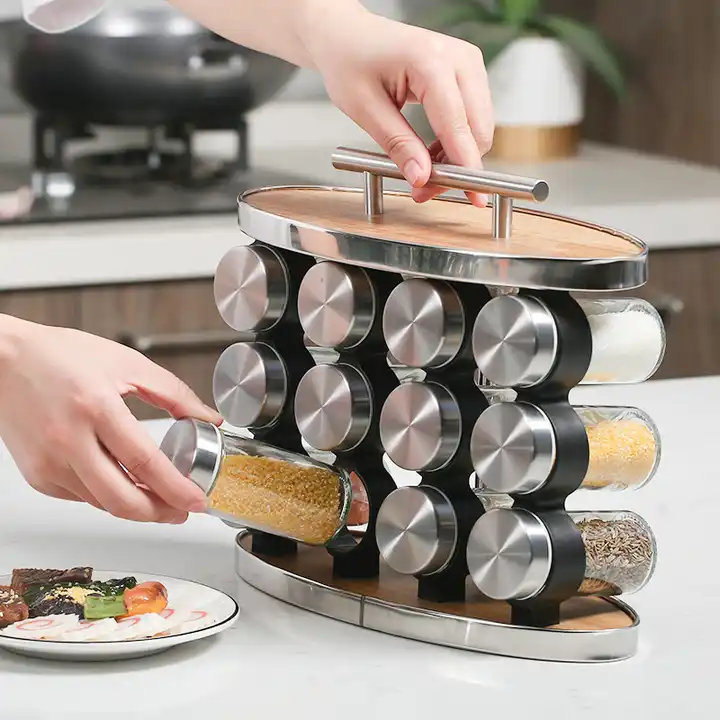 16 PCs Portable Spice Jar with 13933 Wooden Stand - Image 10