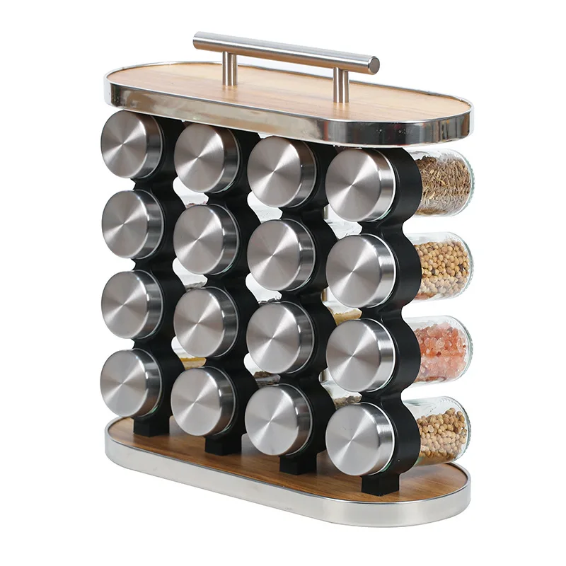 16 PCs Portable Spice Jar with 13933 Wooden Stand - Image 9