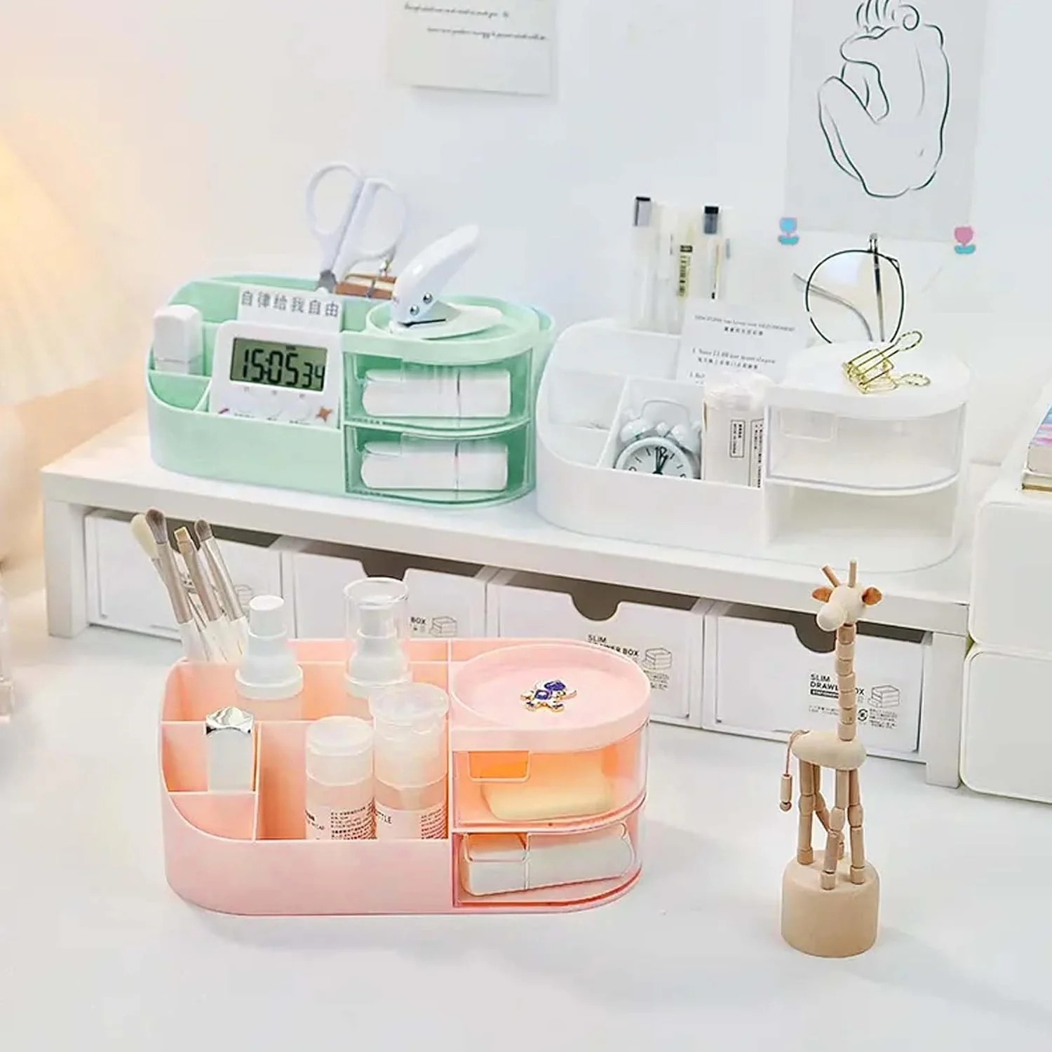 1pc Rotating Cosmetic Organizer-Pink - Image 2