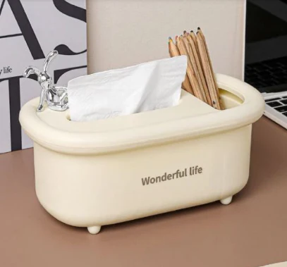 2 in1 Creative Multipurpose Bunny Tissue Box with Cosmetics Holder-SA2408-299(Cream)