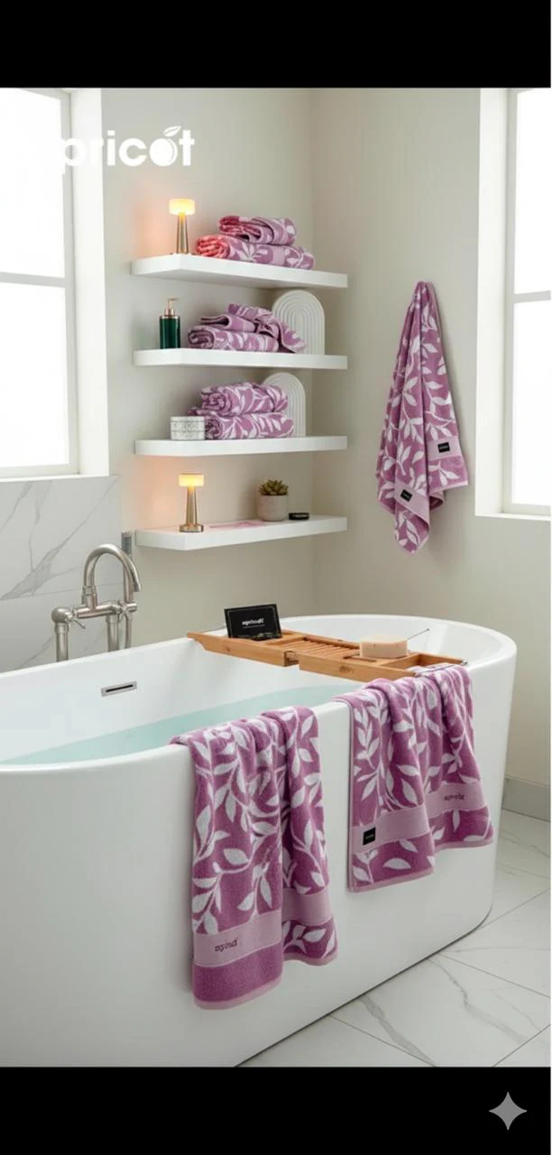 2 Pcs Bath Towels-Pastel Flower(Lilac) - Image 2