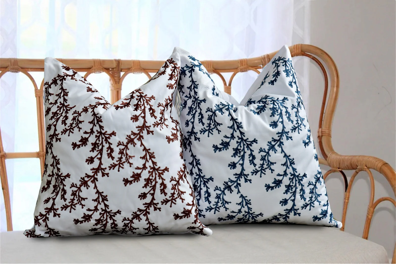 2 PCs Brown Embroidered 5338 Cushions - Image 5