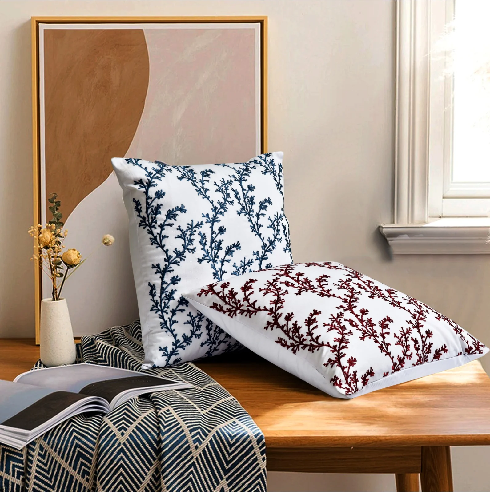 2 PCs Brown Embroidered 5338 Cushions - Image 6