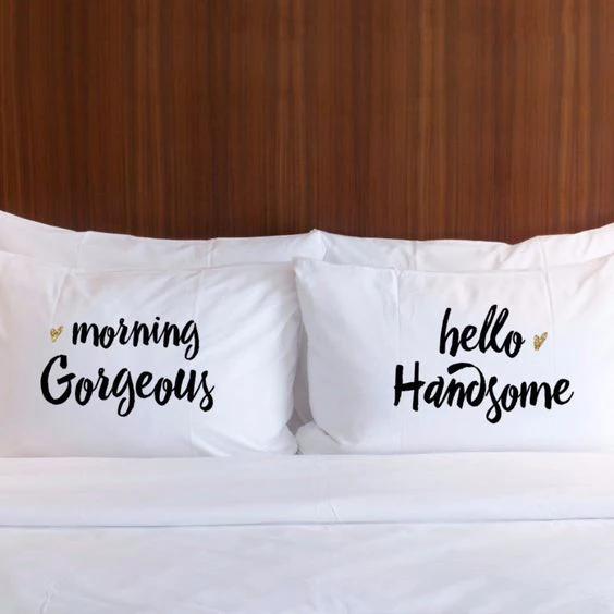 2 PCs Digital Printed Couple Pillow-Gorgeous/Handsome - Image 2