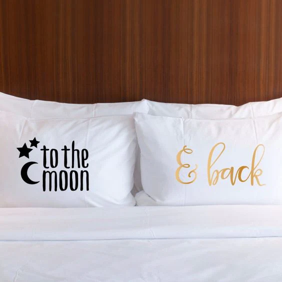 2 PCs Digital Printed Couple Pillow-Moon/Back - Image 2