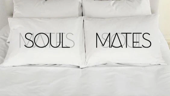 2 PCs Digital Printed Couple Pillow-SOUL/MATES