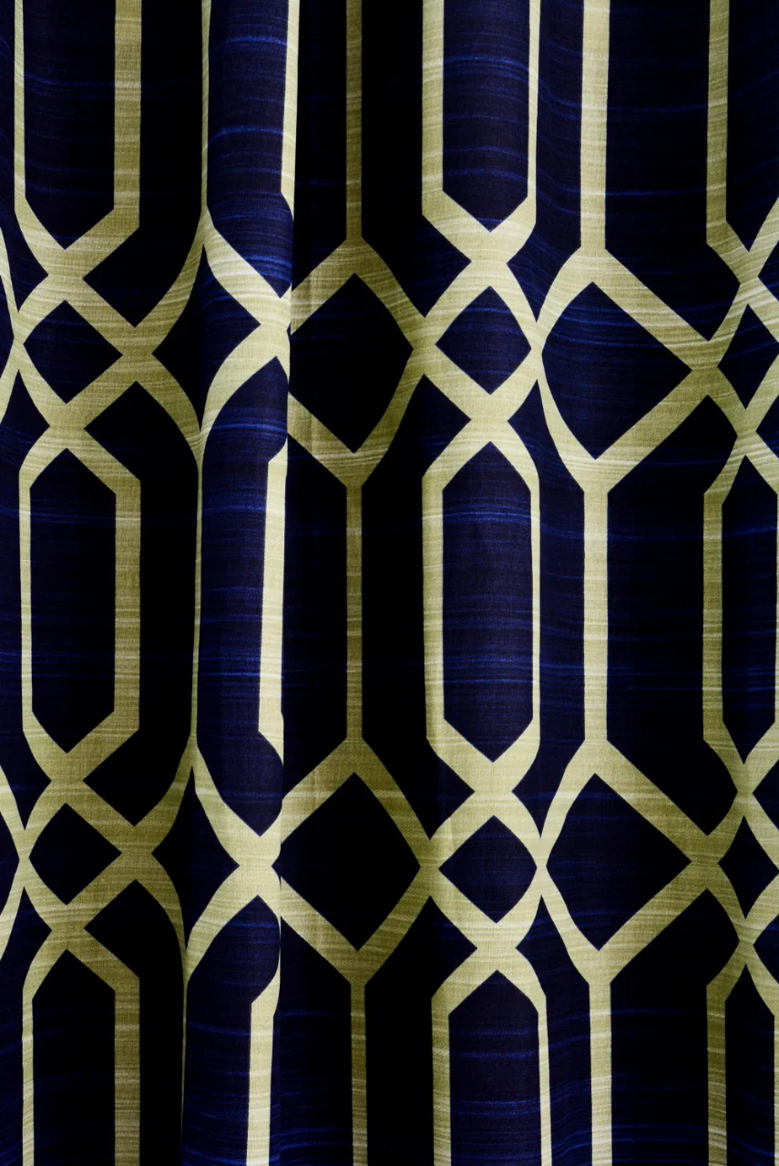 2 PCs Duck Curtains Panel-Blue Geometric - Image 3