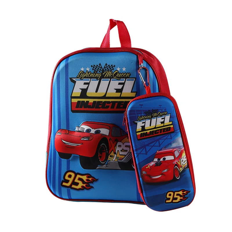 2 PCs Kids School Bag with Geometry Box-CARS