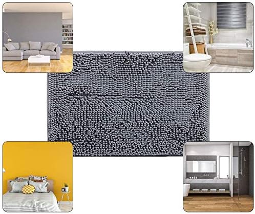 2 PCs Microfiber Anti Slip Commode Mat Set- Dark Grey - Image 2