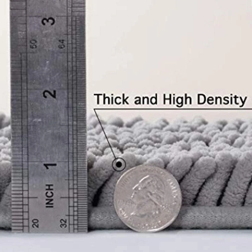 2 PCs Microfiber Anti Slip Commode Mat Set- Dark Grey - Image 4