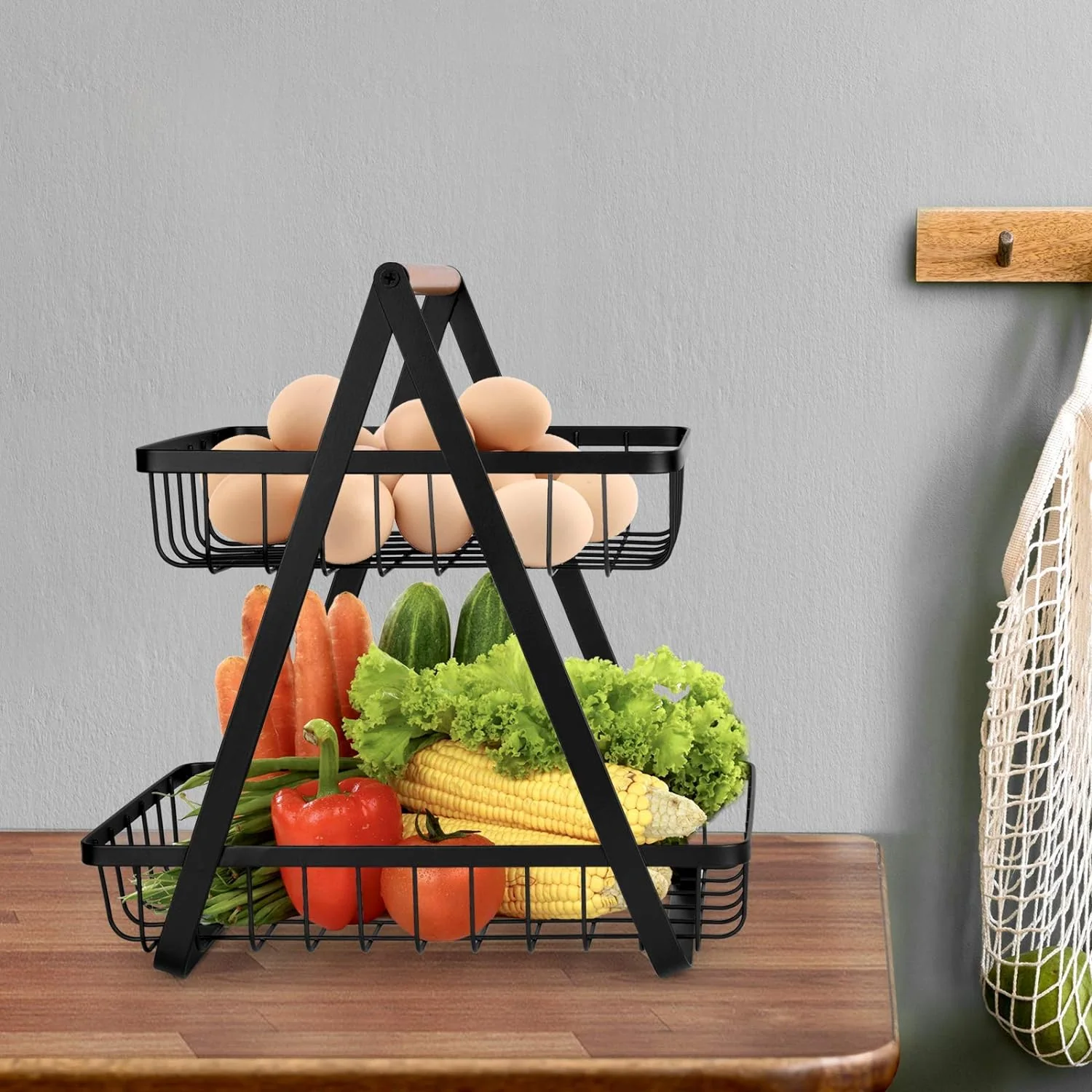 2 Tier Metalic Multi Purpose Storage Basket- Black(5322) - Image 10