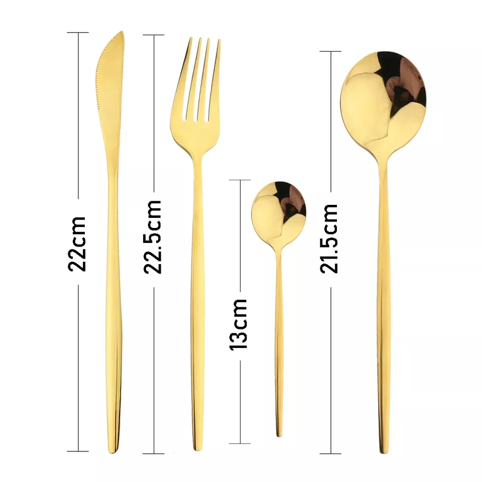 24 Pcs Premium Steel Cutlery Set-(4405) Plain Golden - Image 8