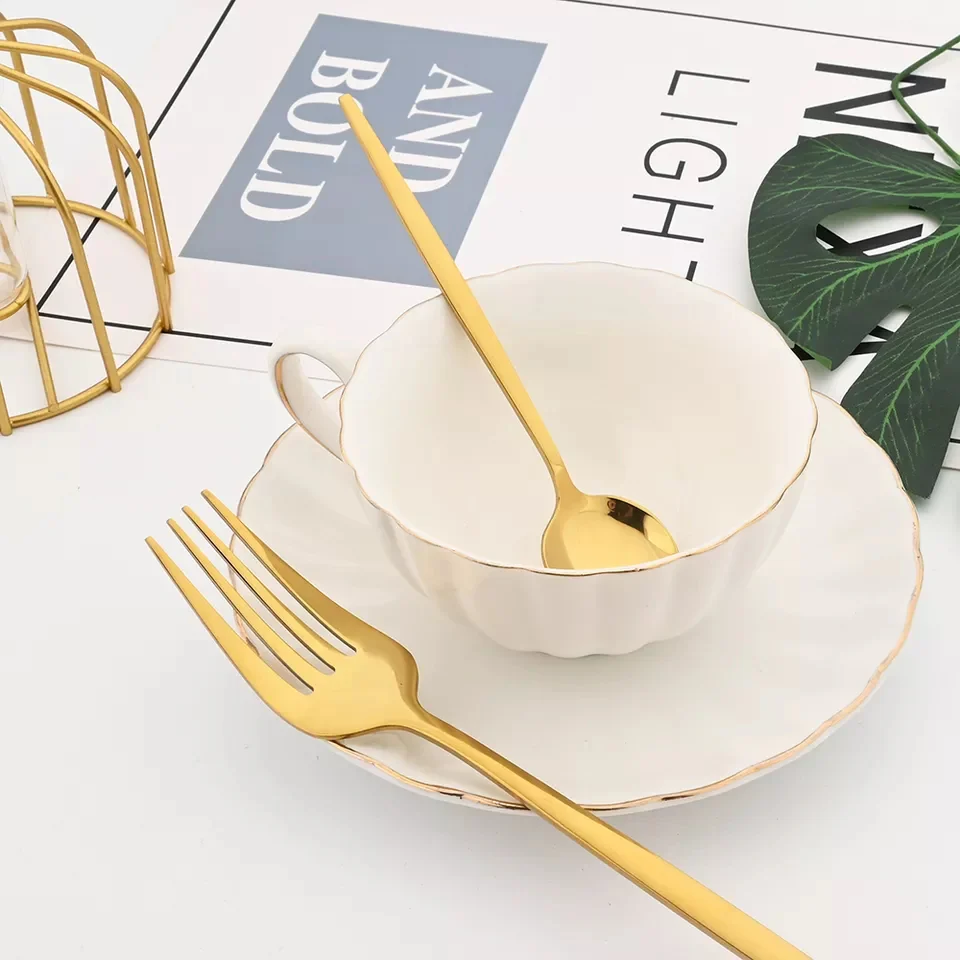 24 Pcs Premium Steel Cutlery Set-(4405) Plain Golden - Image 9