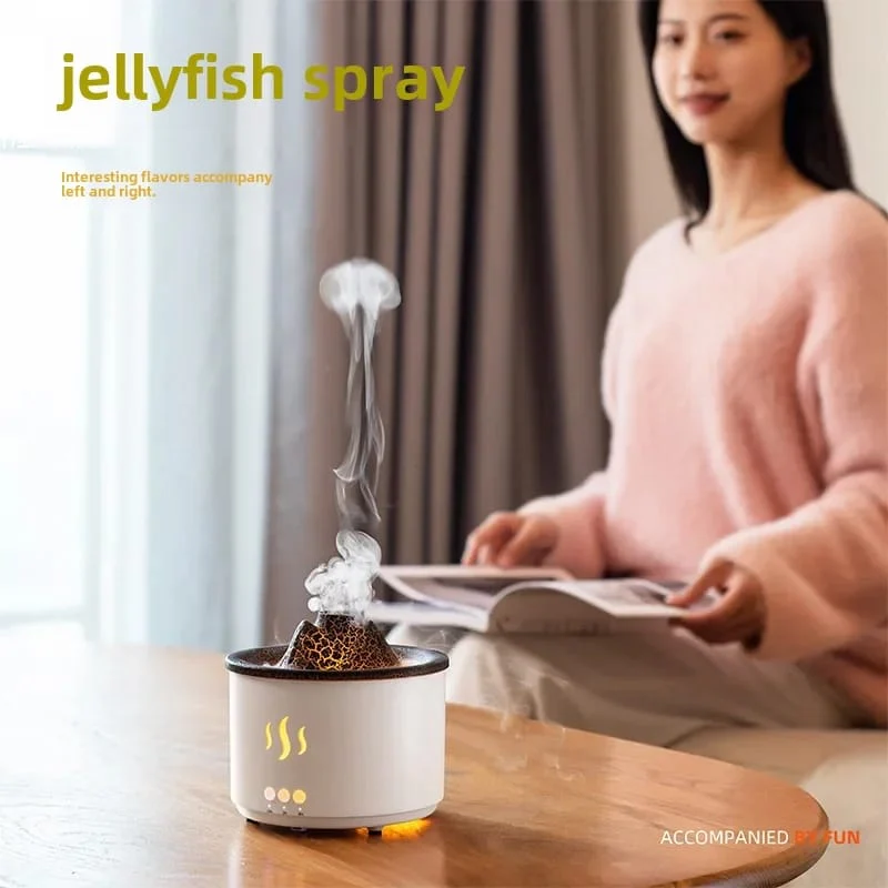260ML Volcano Aromatherapy Wood Grain Crackling Humidifier-SA2405-186 - Image 2