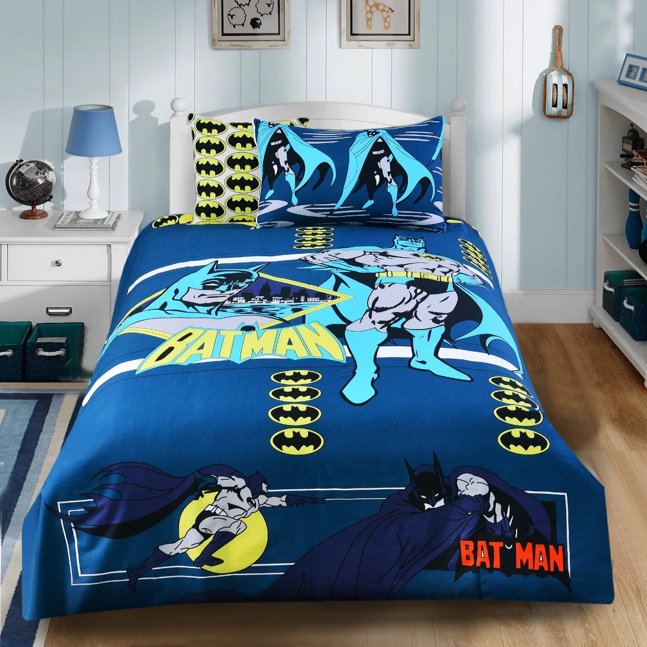 2Pcs Digital Printed Single Bed Sheet- Batman