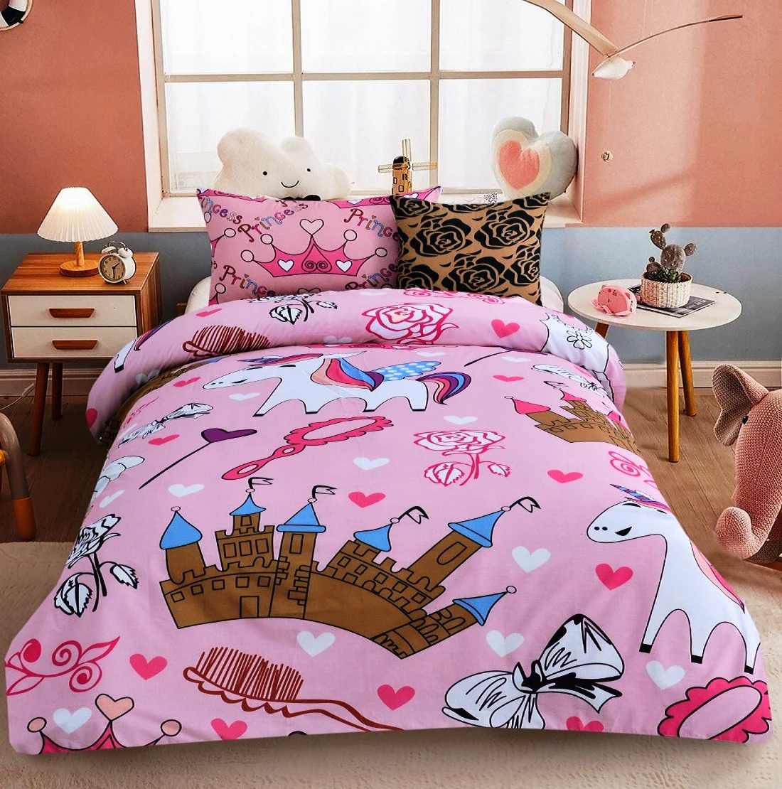 2Pcs Digital Printed Single Bed Sheet- Disney World
