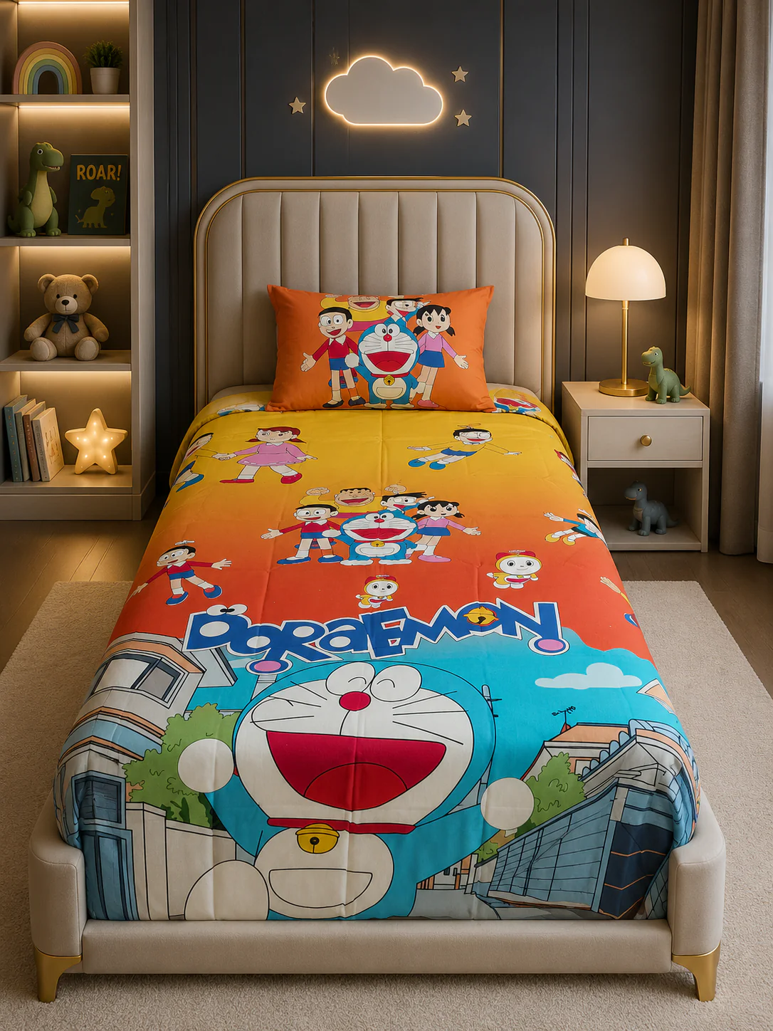 2Pcs Digital Printed Single Bed Sheet-  Doraemon - Image 2