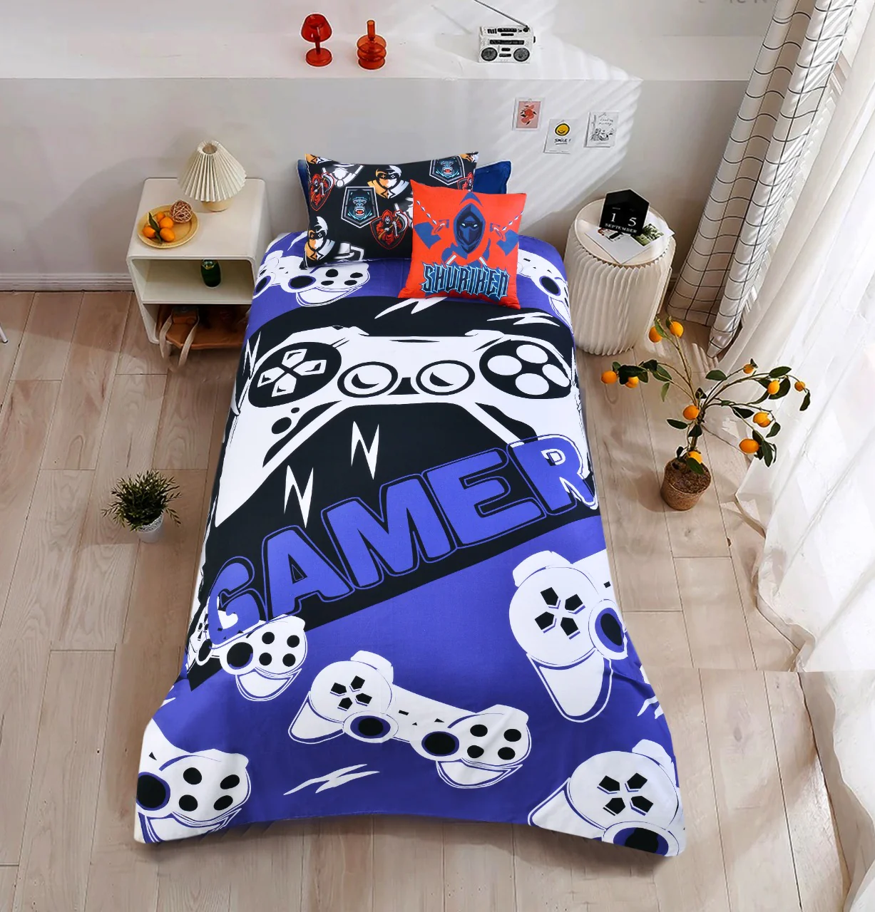 2Pcs Digital Printed Single Bed Sheet- Gamer
