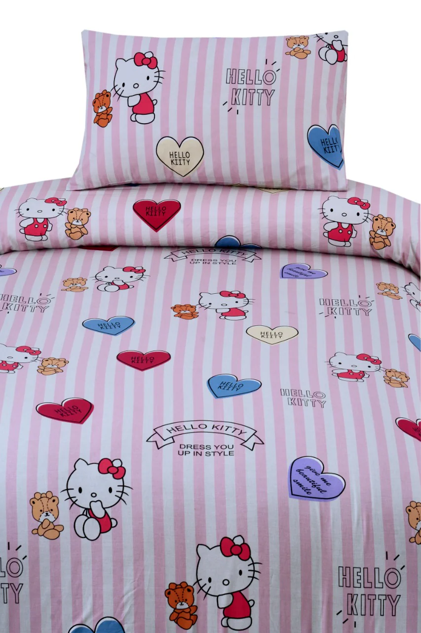 2Pcs Digital Printed Single Bed Sheet- Hellow Kitty - Image 3