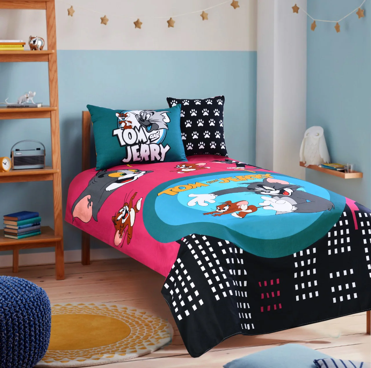 2Pcs Digital Printed Single Bed Sheet- Tom & Jerry