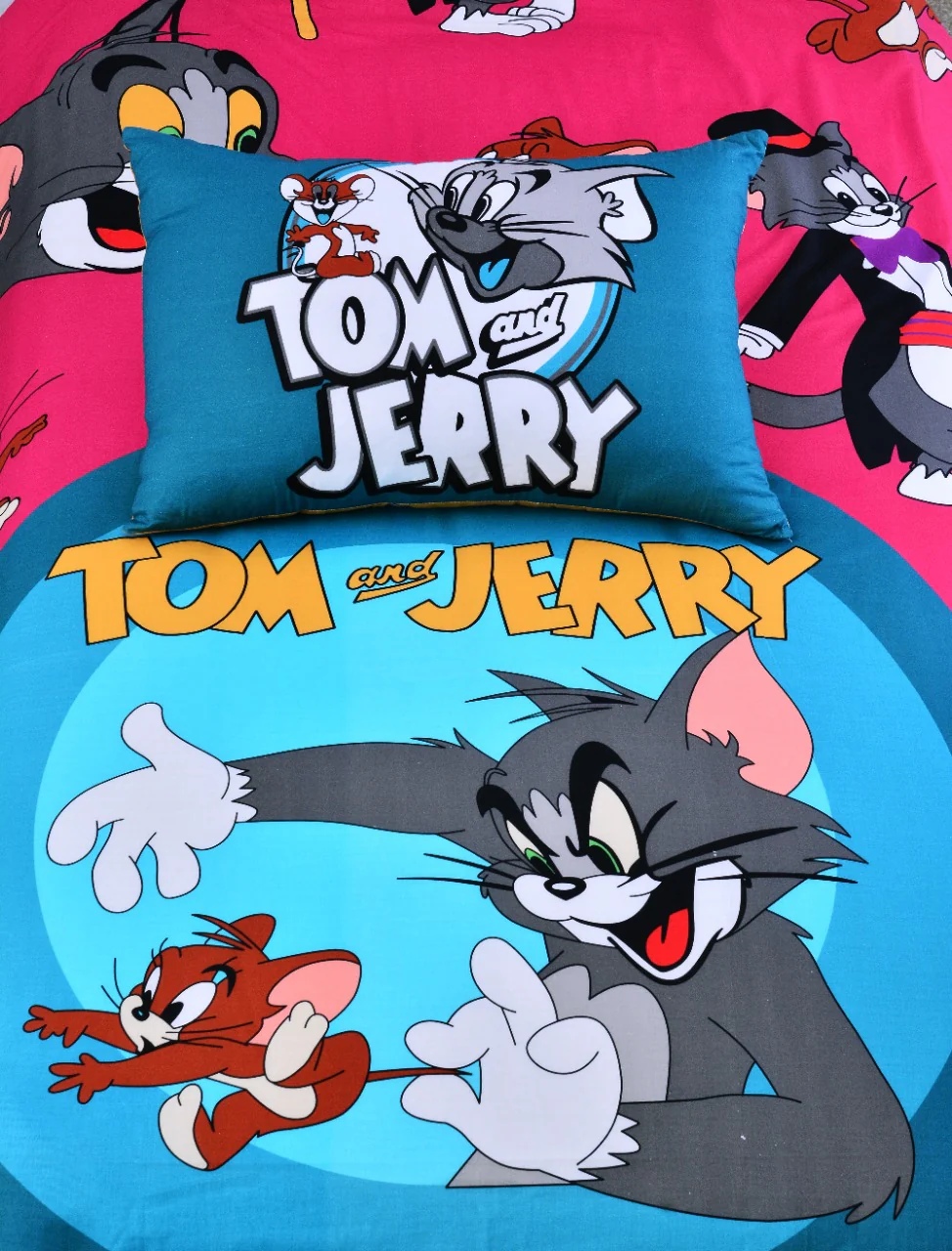2Pcs Digital Printed Single Bed Sheet- Tom & Jerry - Image 3