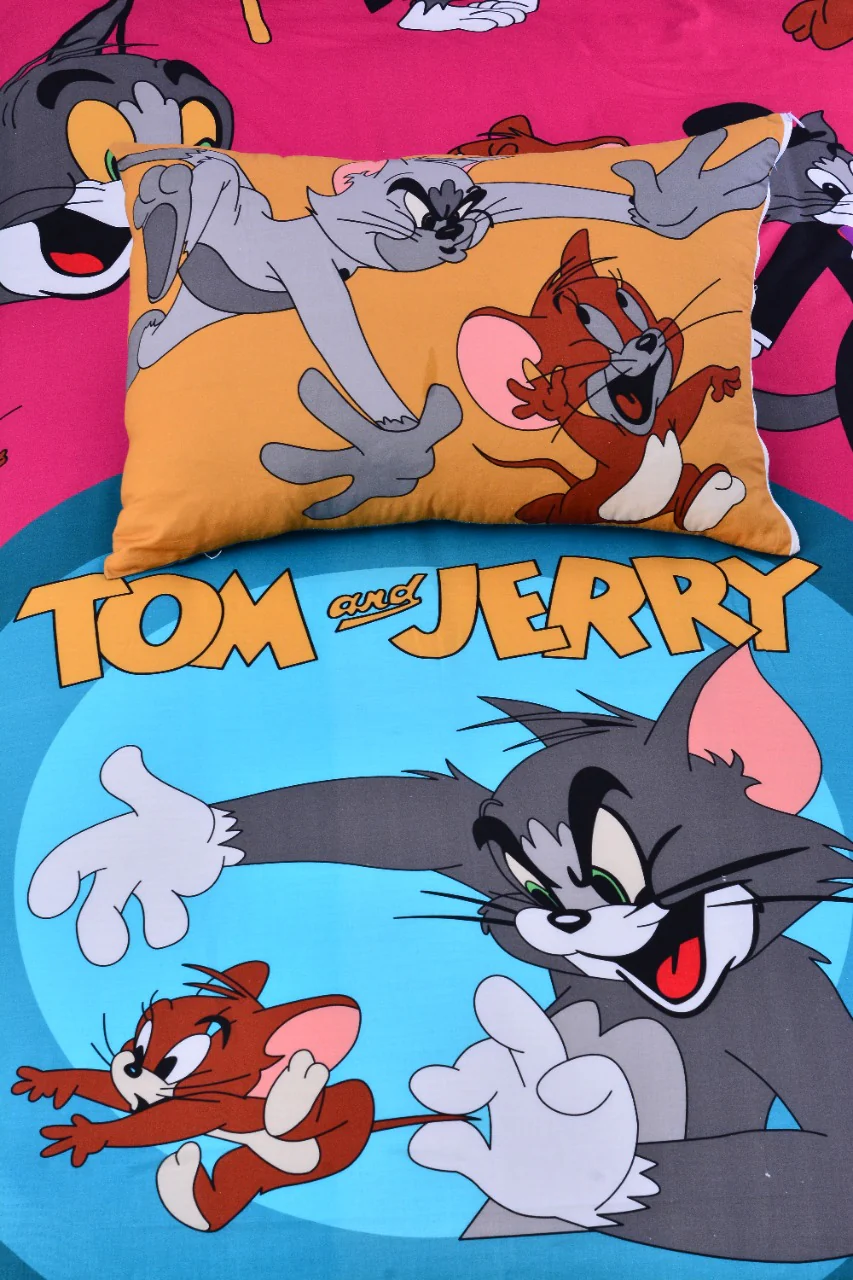 2Pcs Digital Printed Single Bed Sheet- Tom & Jerry - Image 4