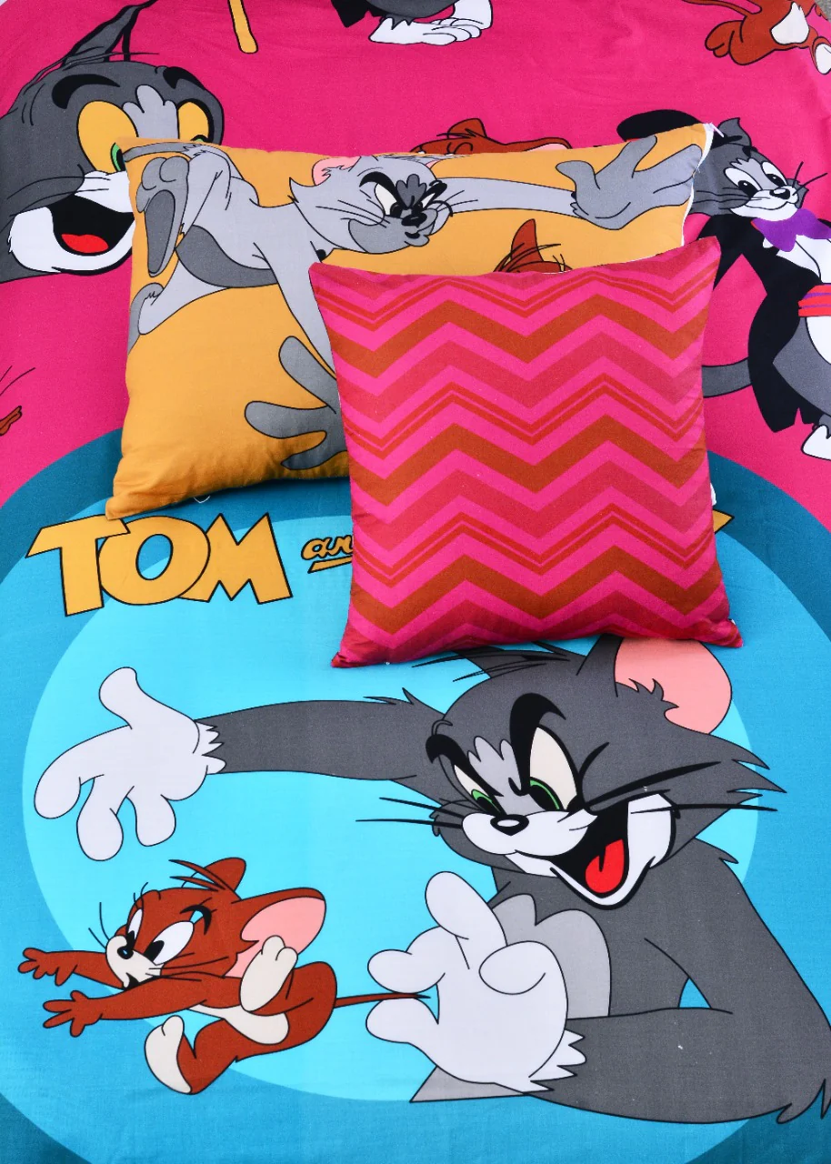 2Pcs Digital Printed Single Bed Sheet- Tom & Jerry - Image 6