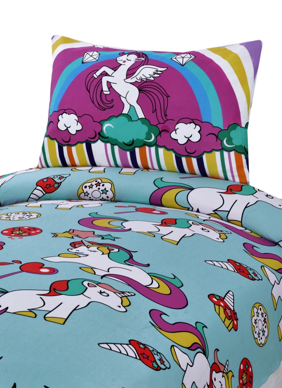 2Pcs Digital Printed Single Bed Sheet- Unicorn - Image 2