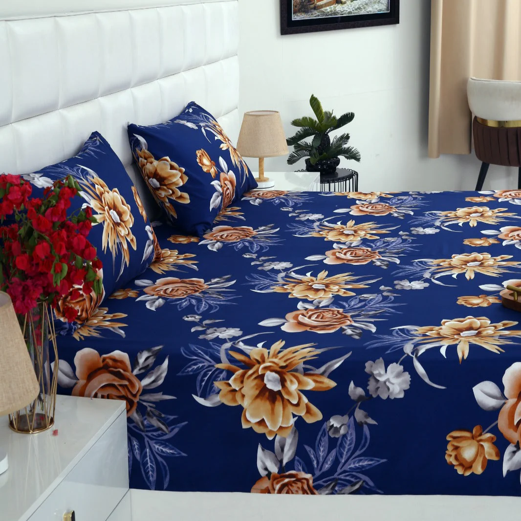 2Pcs Single Bed Sheet-Ethnic Flowers
