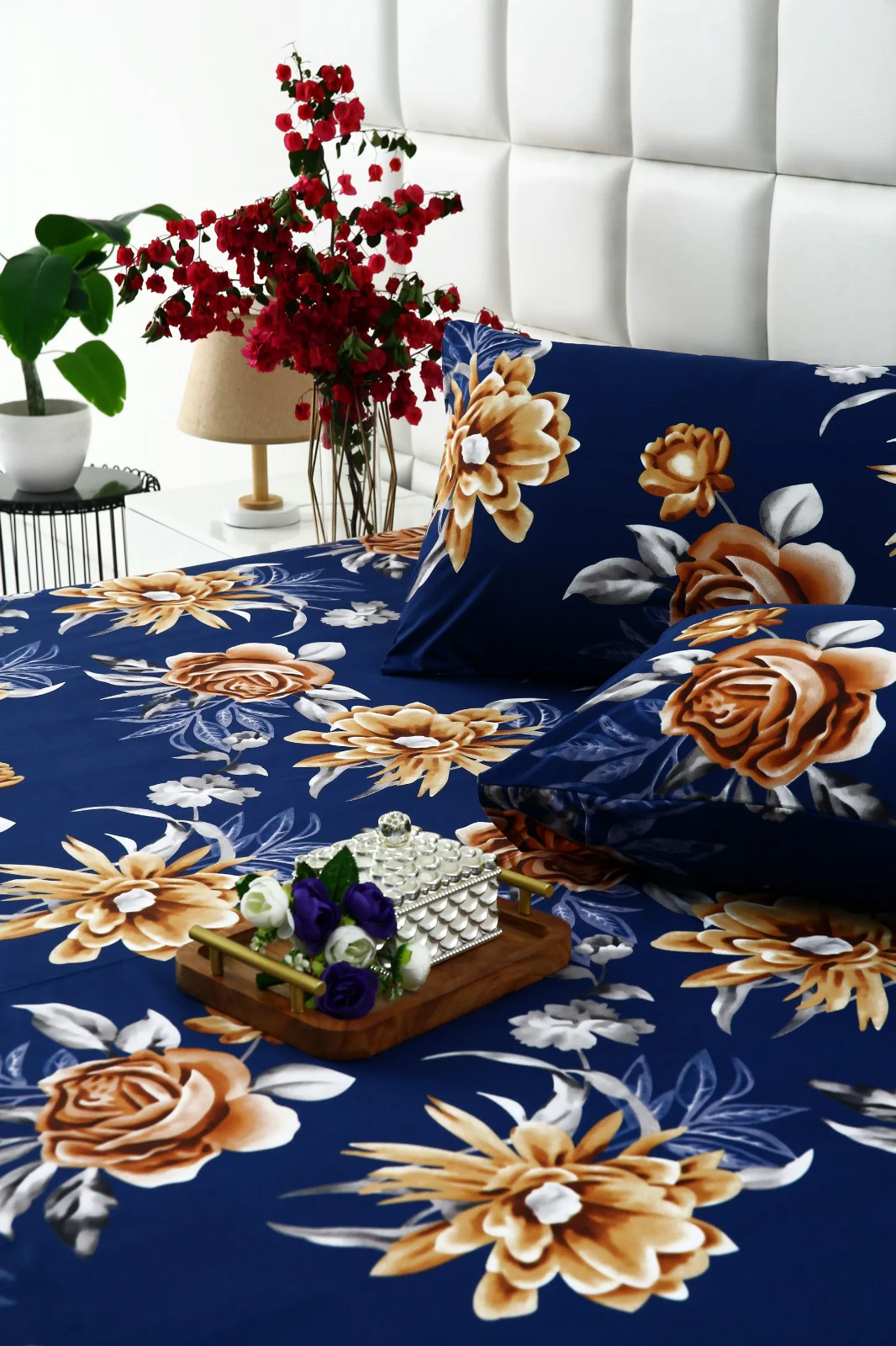 2Pcs Single Bed Sheet-Ethnic Flowers - Image 2