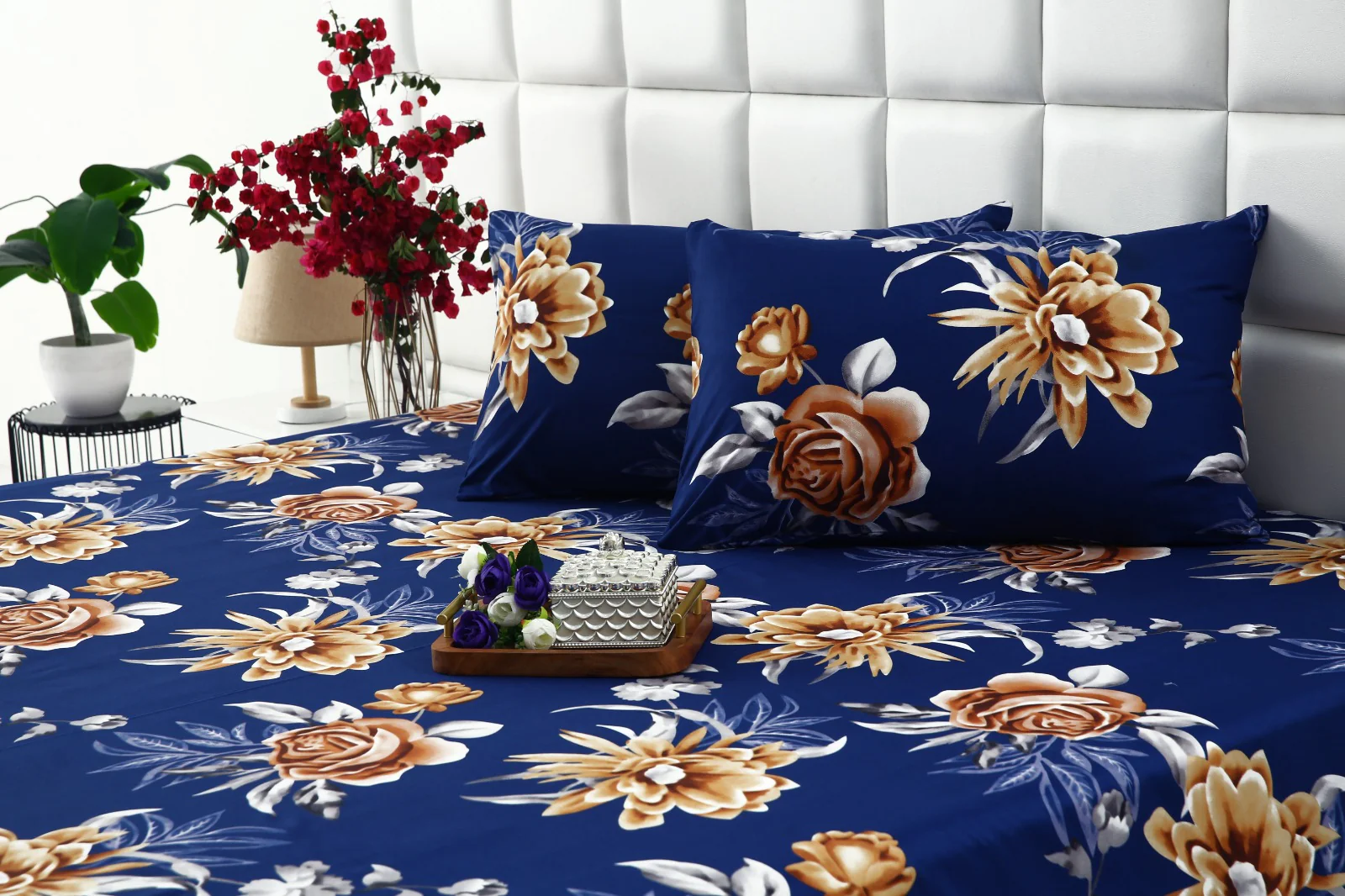 2Pcs Single Bed Sheet-Ethnic Flowers - Image 4