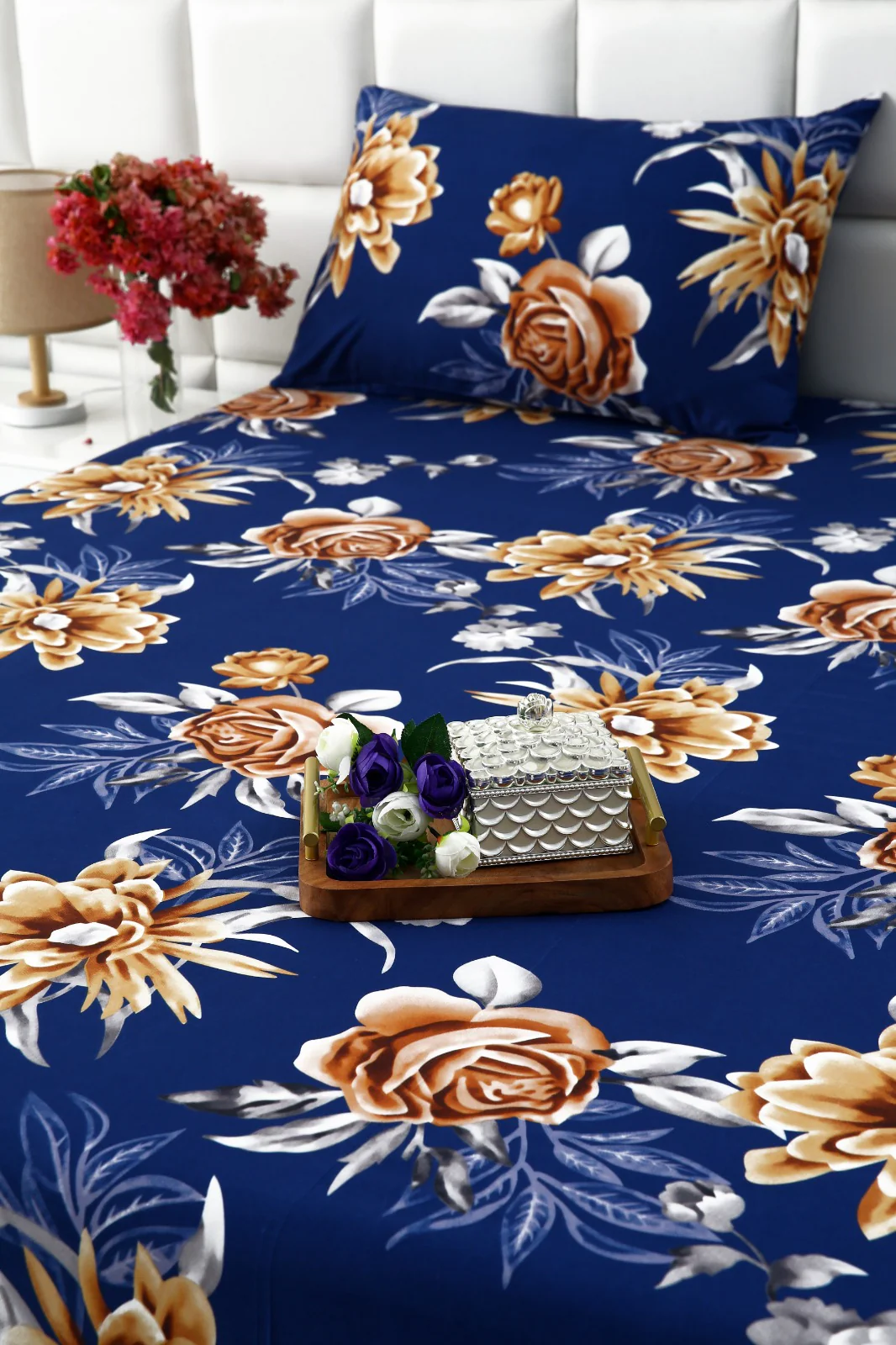2Pcs Single Bed Sheet-Ethnic Flowers - Image 5