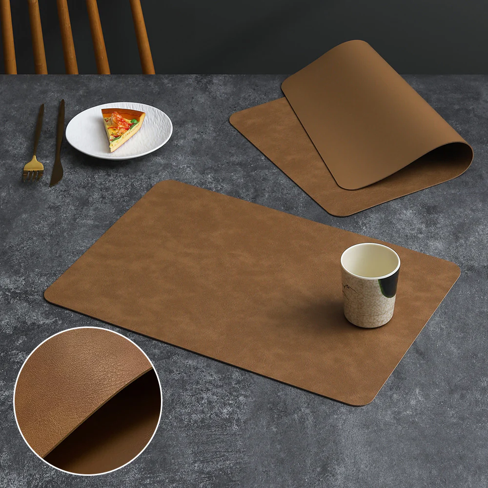 2PCs Rectangular Shape Leather Placemat - Image 4