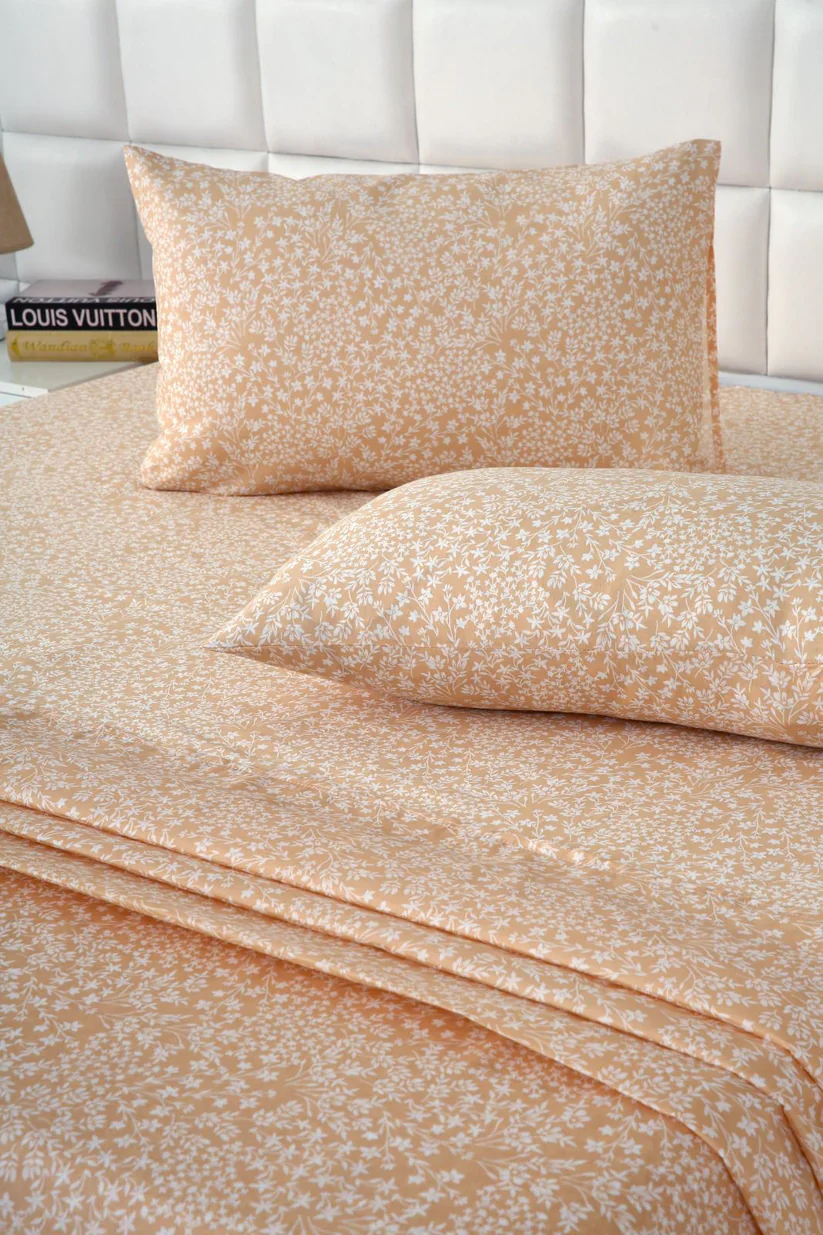 2Pcs Single Bed Sheet- Beige Bloom - Image 2