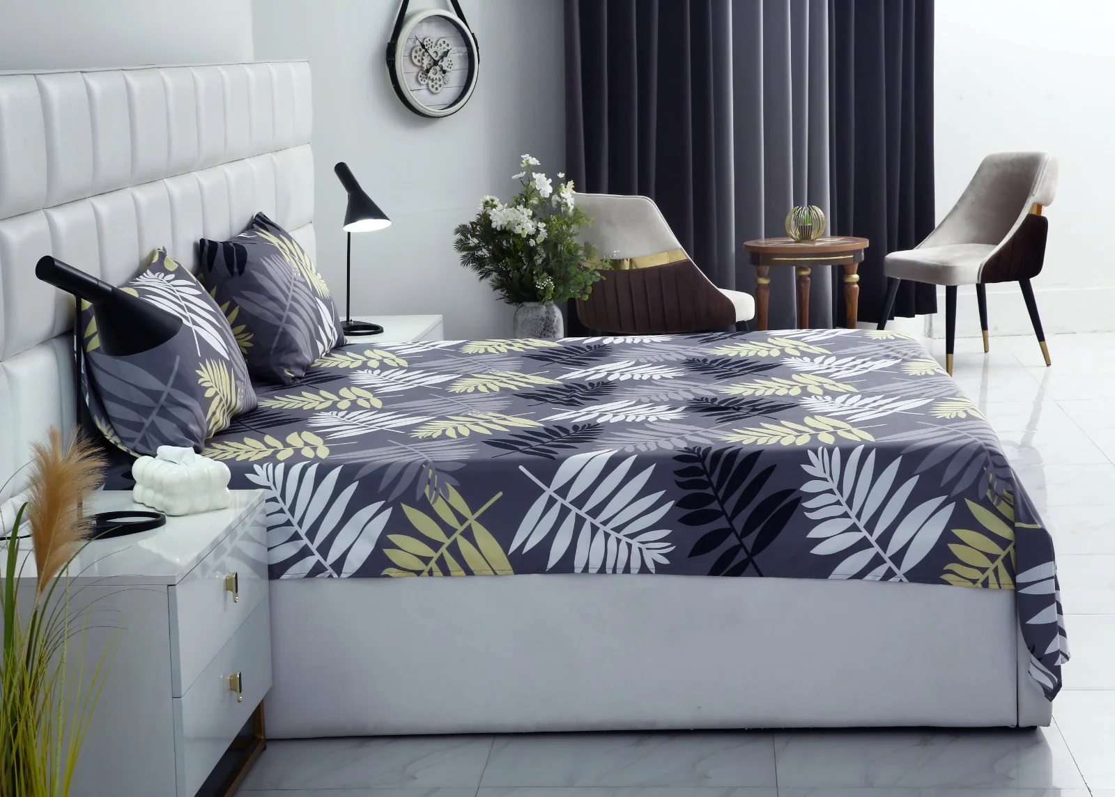 2Pcs Single Bed Sheet-Black Feathers - Image 4