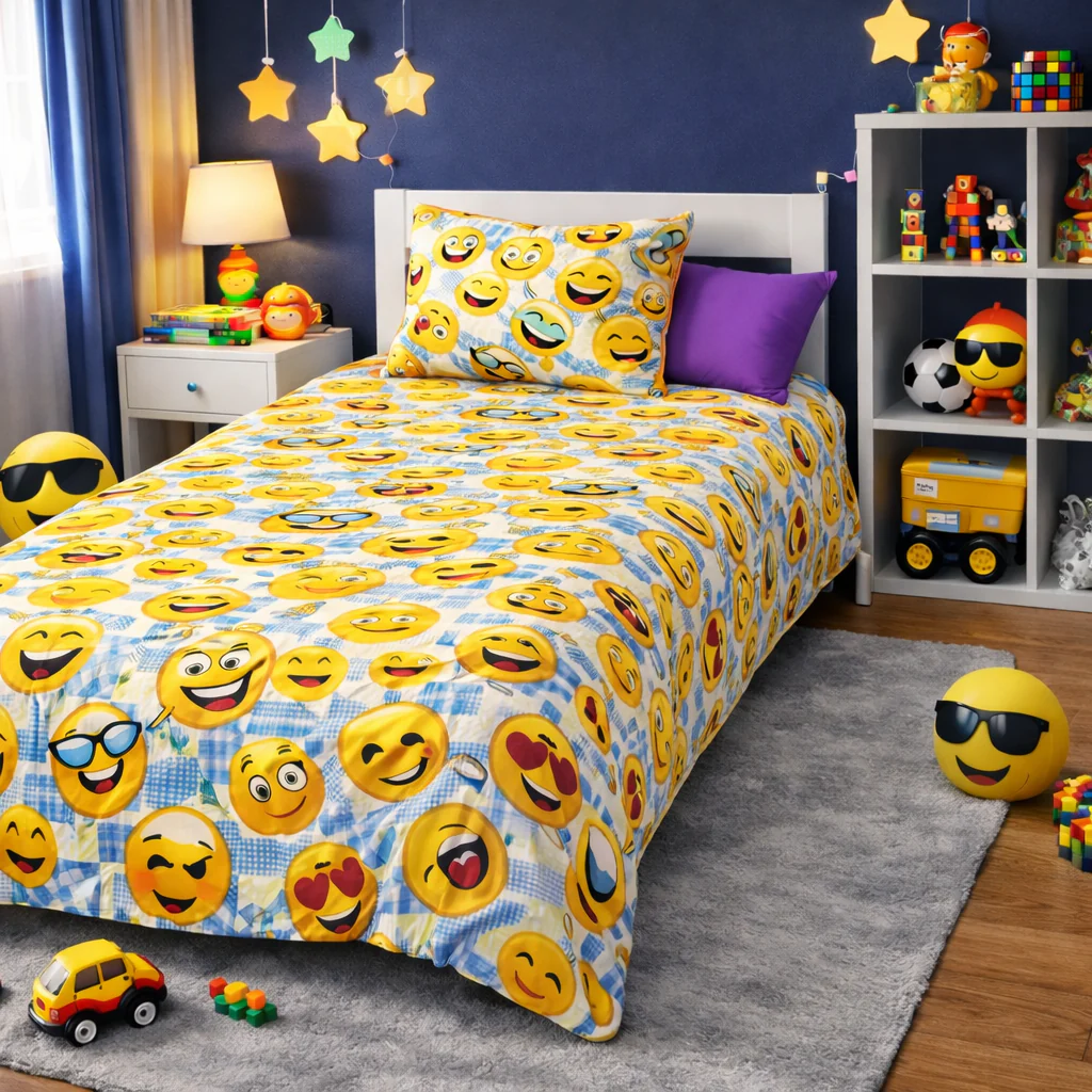 2Pcs Single Bed Sheet-EMOJI - Image 2