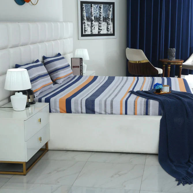 2Pcs Single Bed Sheet-Multi Bands