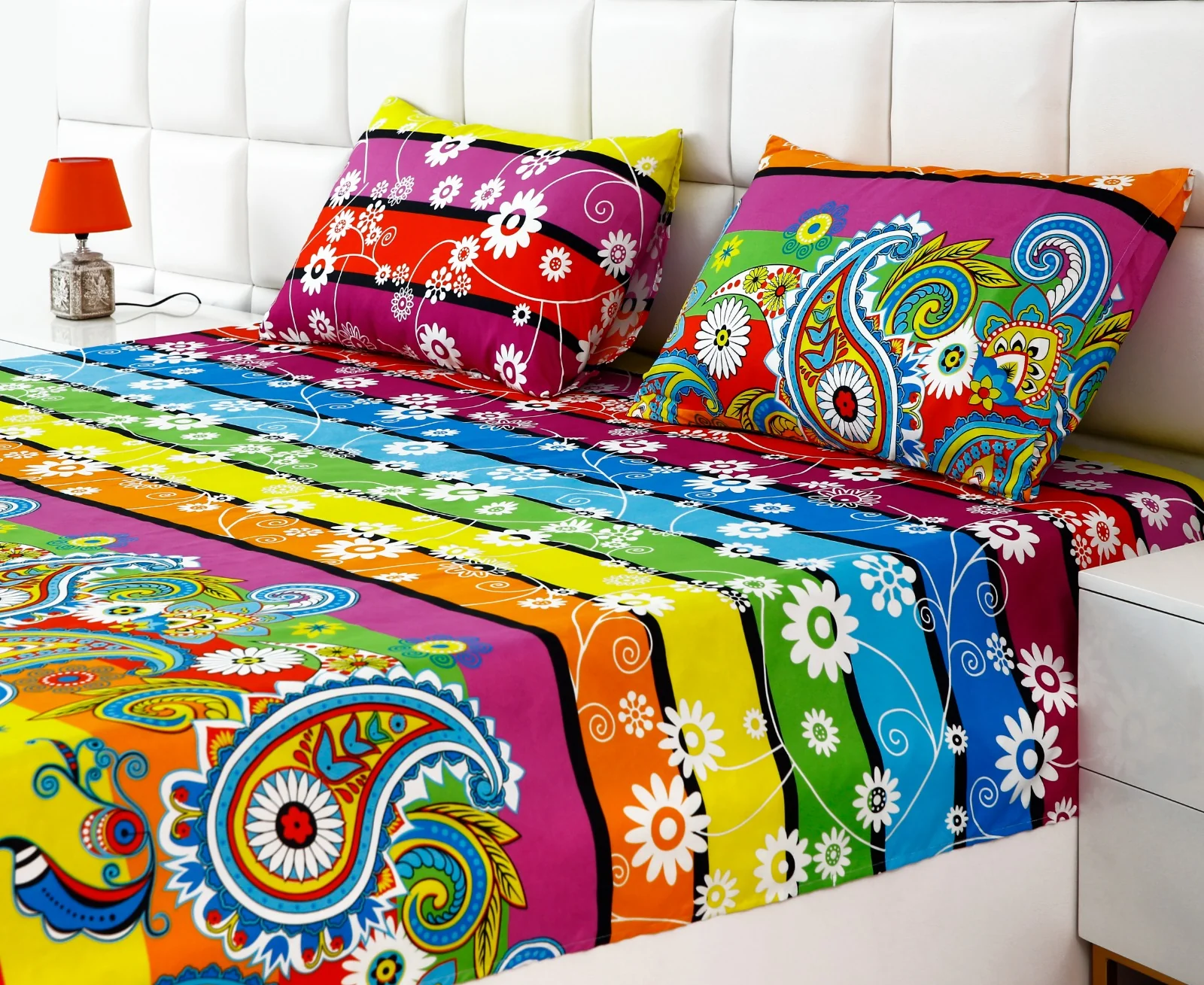 2Pcs Single Bed Sheet-Multi Flowers - Image 11