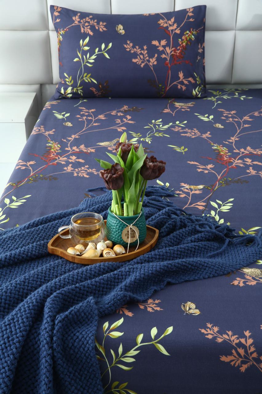2Pcs Single Bed Sheet- Retro Leaf - Image 2