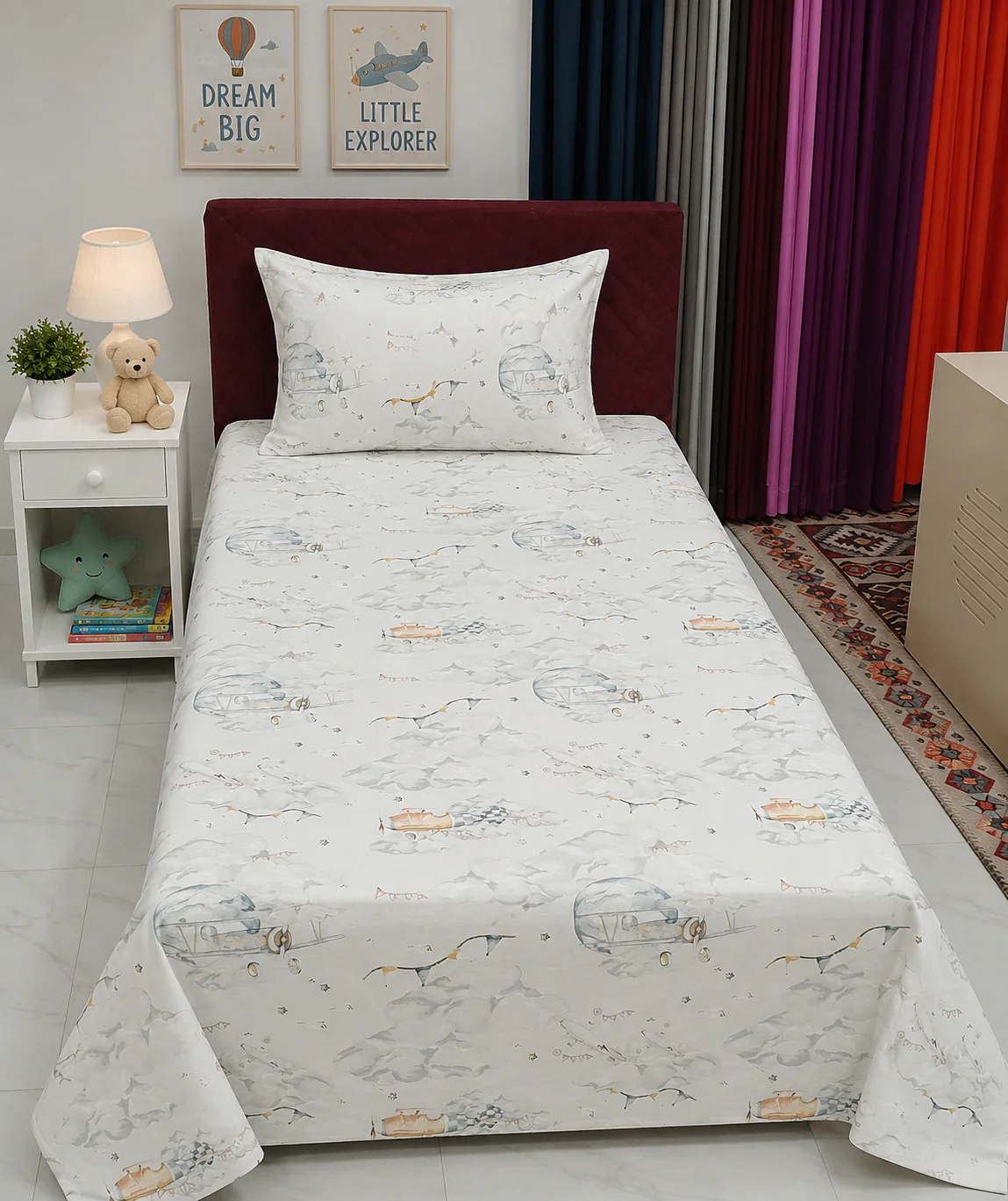 2Pcs Single Bed Sheet- SB126