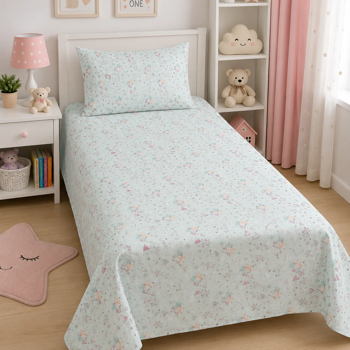 2Pcs Single Bed Sheet- SB342