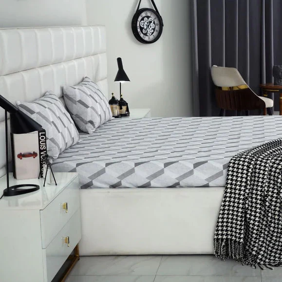 2Pcs Single Bed Sheet-Sliver Triangles