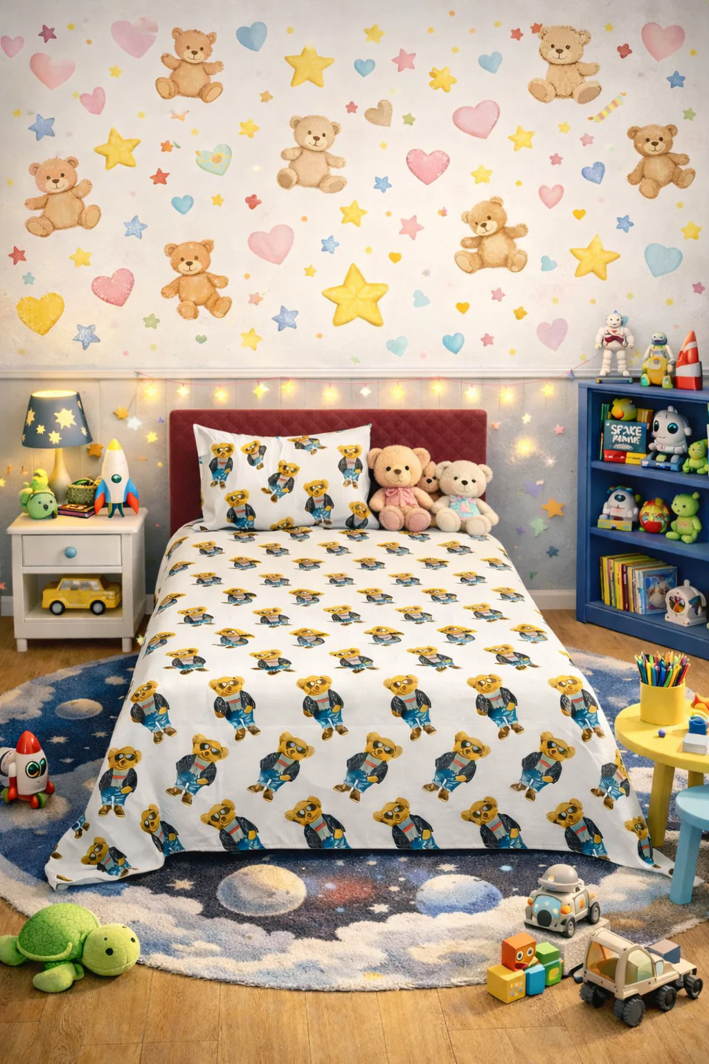 2Pcs Single Bed Sheet-Teddy Bear(Brown) - Image 2