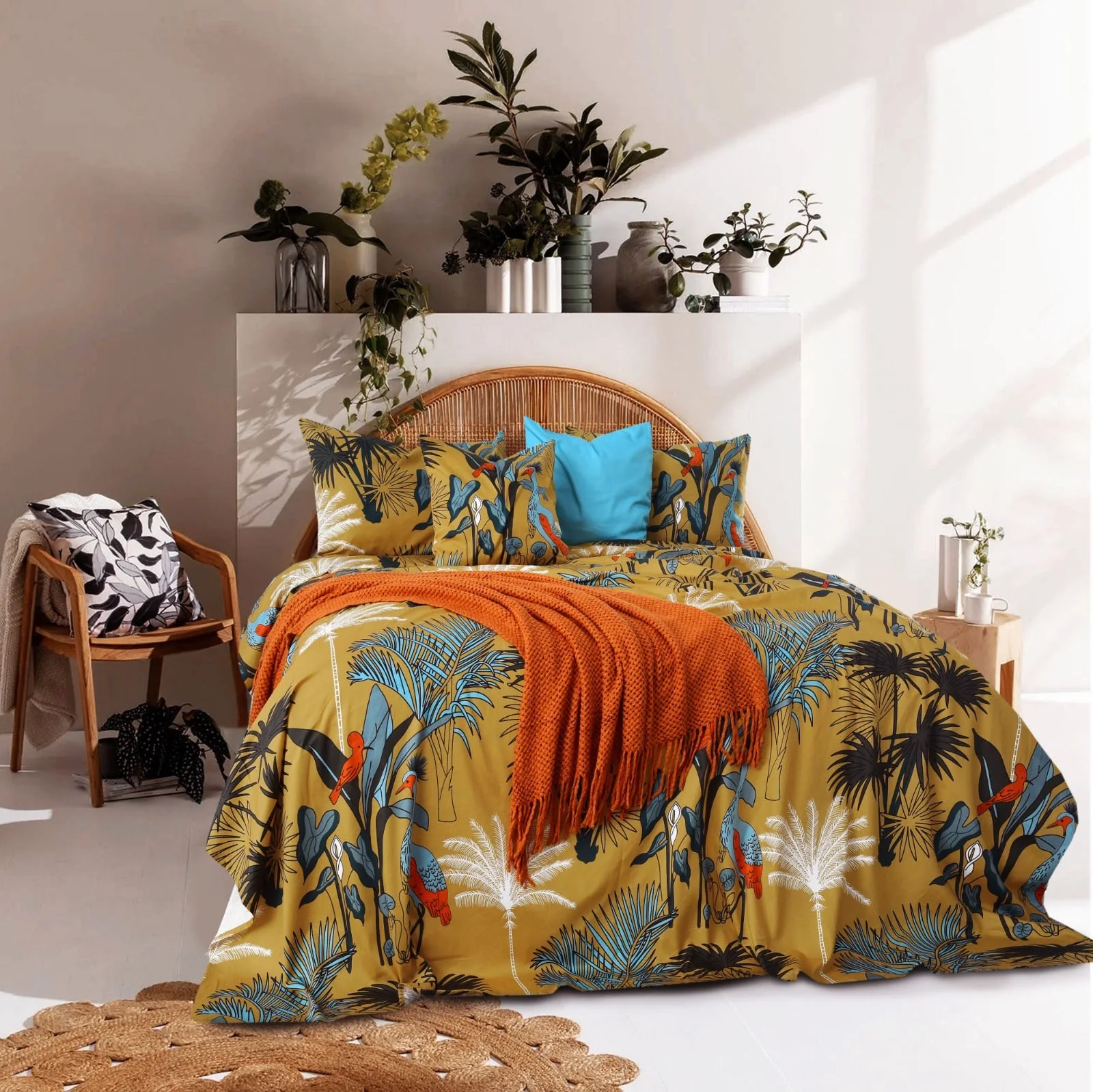 3 PCs Digital Printed Bed Sheet- Flamingo