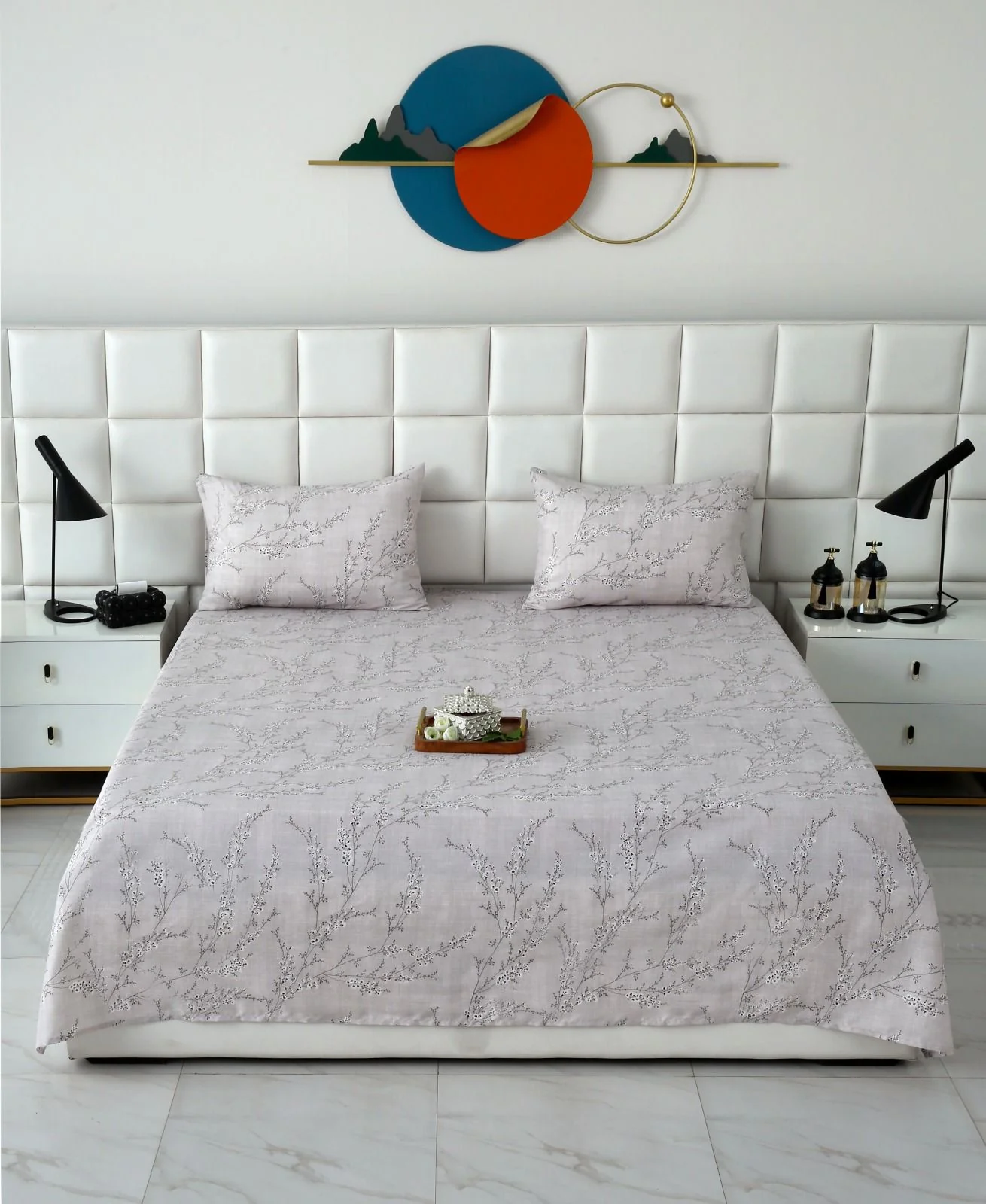 3 PCs Double Bed Sheet- Jaipur Waves - Image 2